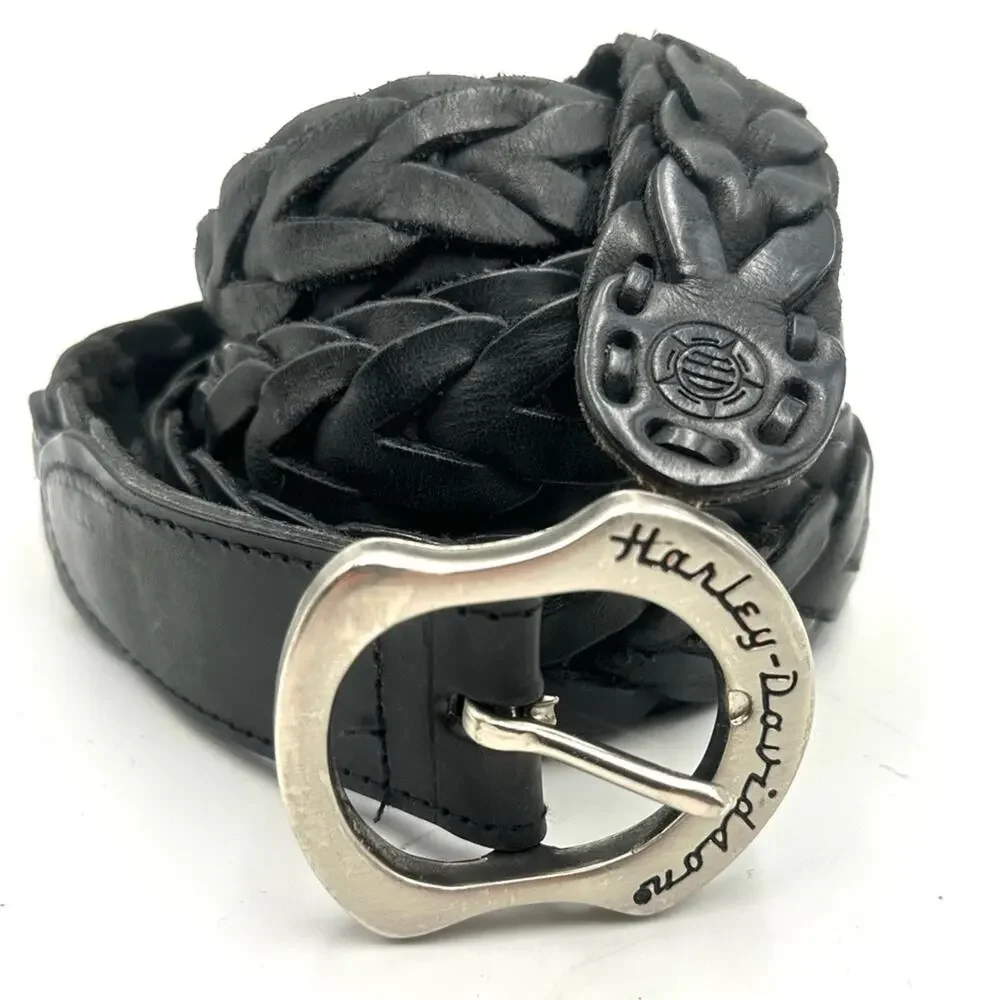 HARLEY DAVIDSON men's black leather belt - buckle with HD logo
